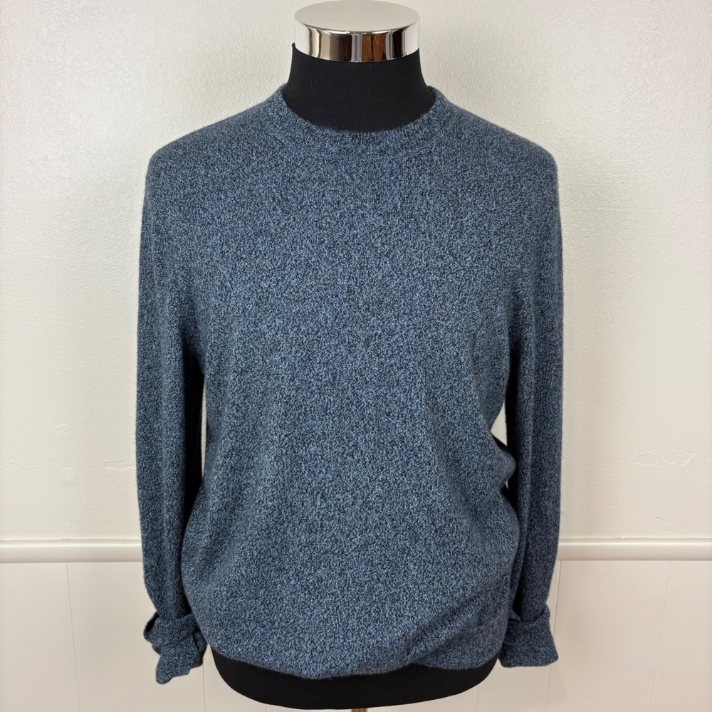 Theory Mens Haider Cashmere Crewneck Sweater Size XL Blue Speckled‎ Long Sleeve